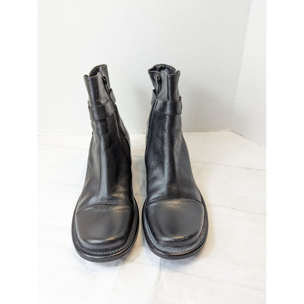 Bakers Black Leather Ankle Booties with Buckle Strap Detail - Picture 4 of 12